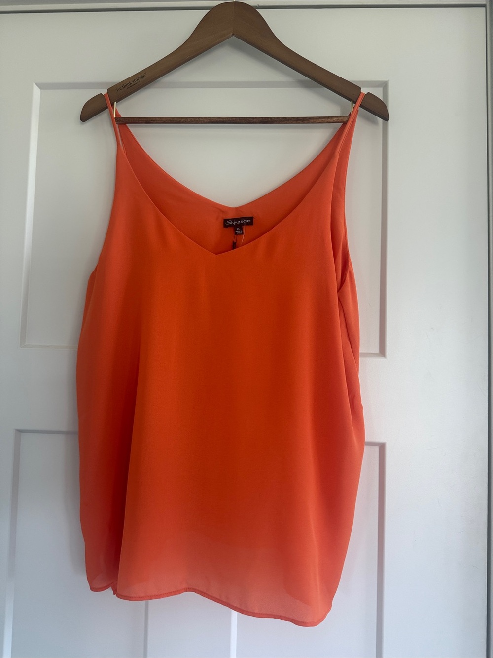 NWT Shinestar Bright Orange V-Neck Spaghetti Strap Cami - XL